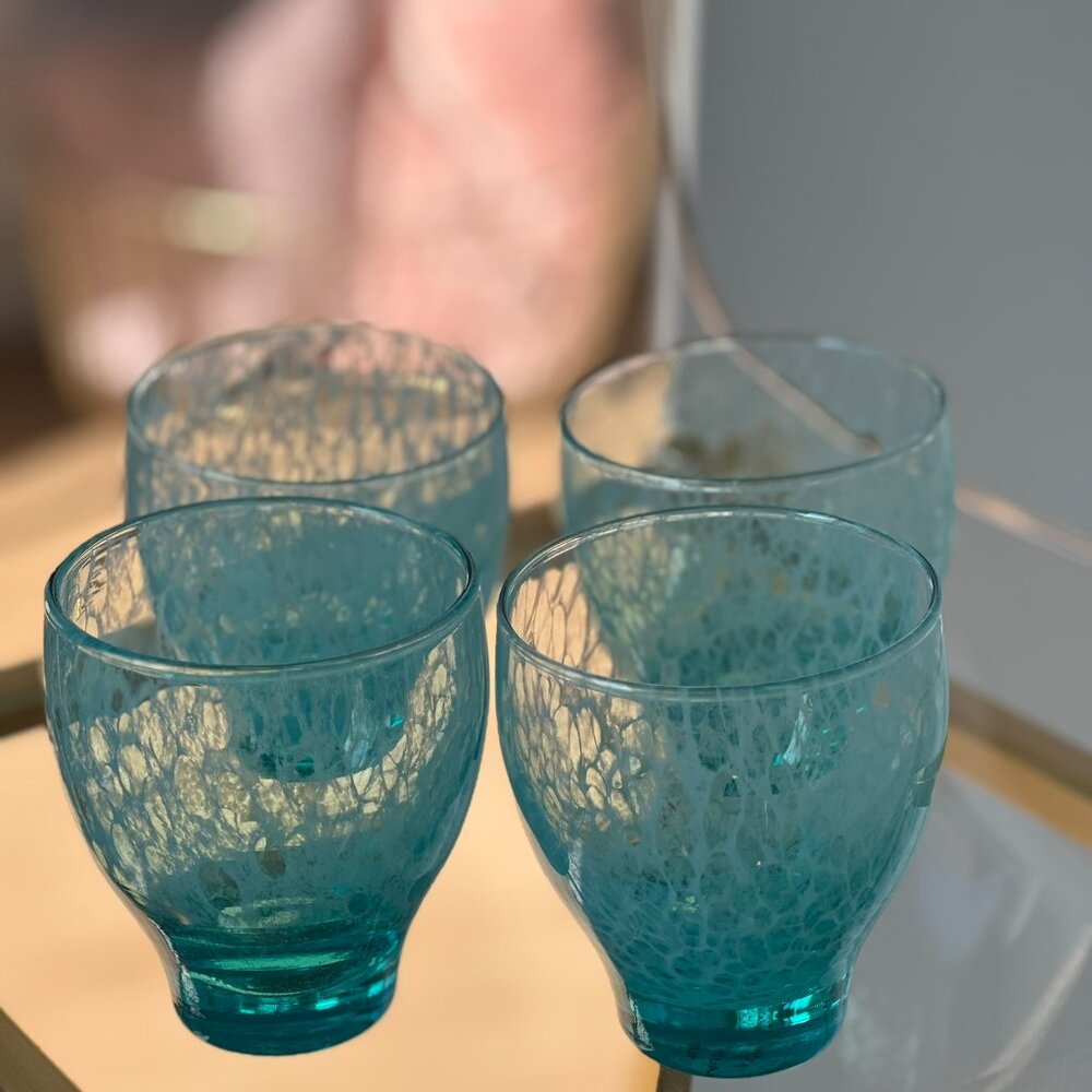 Anthropologie Scuba Glasses – Blue – Set of 4 (2 Sets of 2)